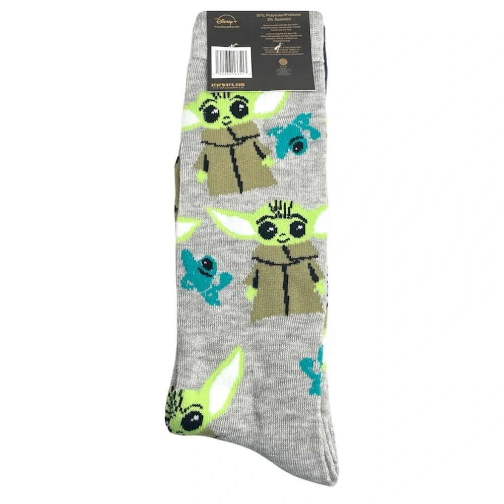 Star Wars The Mandalorian Baby Yoda Crew Socks, 2 Pairs, Blue, Gray - Picture 3 of 6